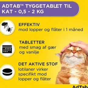 AdTab til katte, 2.0-8.0 kg, 3 stk - Loppemiddel