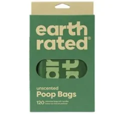Earth Rated hundeposer med håndtag, Unscented, 120 stk