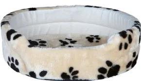 Hundeseng i biege med pote-design