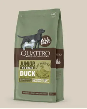 Quattro Super Premium Junior Dog, All Breed, No Grain, Duck